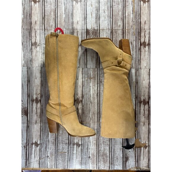 Lauren Ralph Lauren Fareeda Buckle suede Knee-High Boots sz 7.5 B color beige - Picture 5 of 10